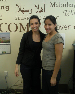 Doris (right) with immigration counselor Megan Helbling