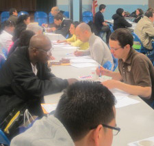 People participating in the citizenship workshop
