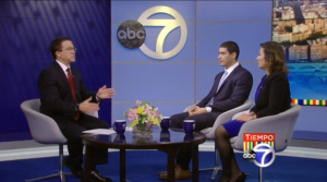 ABC 7 News with three people talking