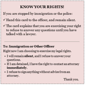 Know your Rights card