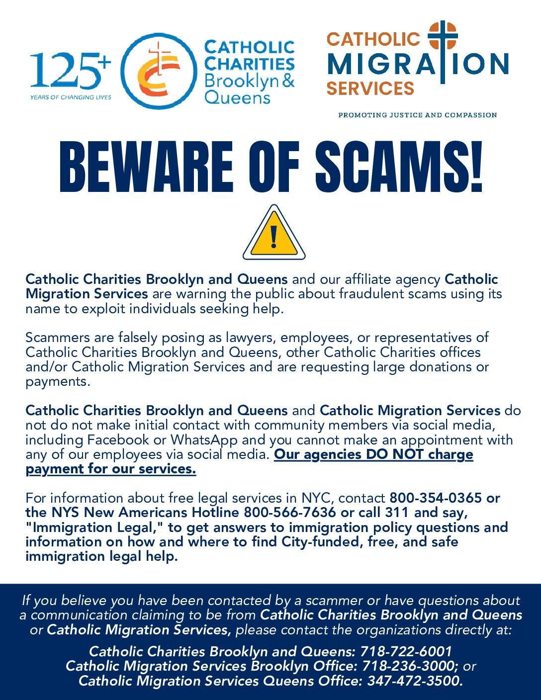 BEWARE OF SCAMS